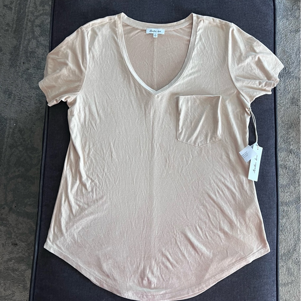 Another Love Tan Relaxed Suede Short Sleeve Tee